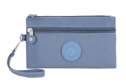 Nylon Solid Color Long Short Bank ID Credit Card Wallet Coin Keys Bags Purse Earphone Storage Bag Purse Pouch Double Zipper