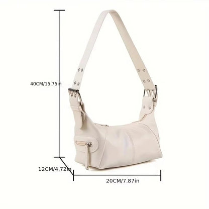 Underarm Bag Women's Bag Cool Drag Style Single Shoulder Underarm Stick Bag Niche Design Leather Zipper Single Shoulder Handbag