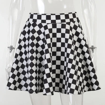 Harajuku Punk Gothic Skirt Women Y2k E-girl Emo Alt Retro Plaid Patchwork High Waist Skirt Mall Goth Aesthteic Clubwear