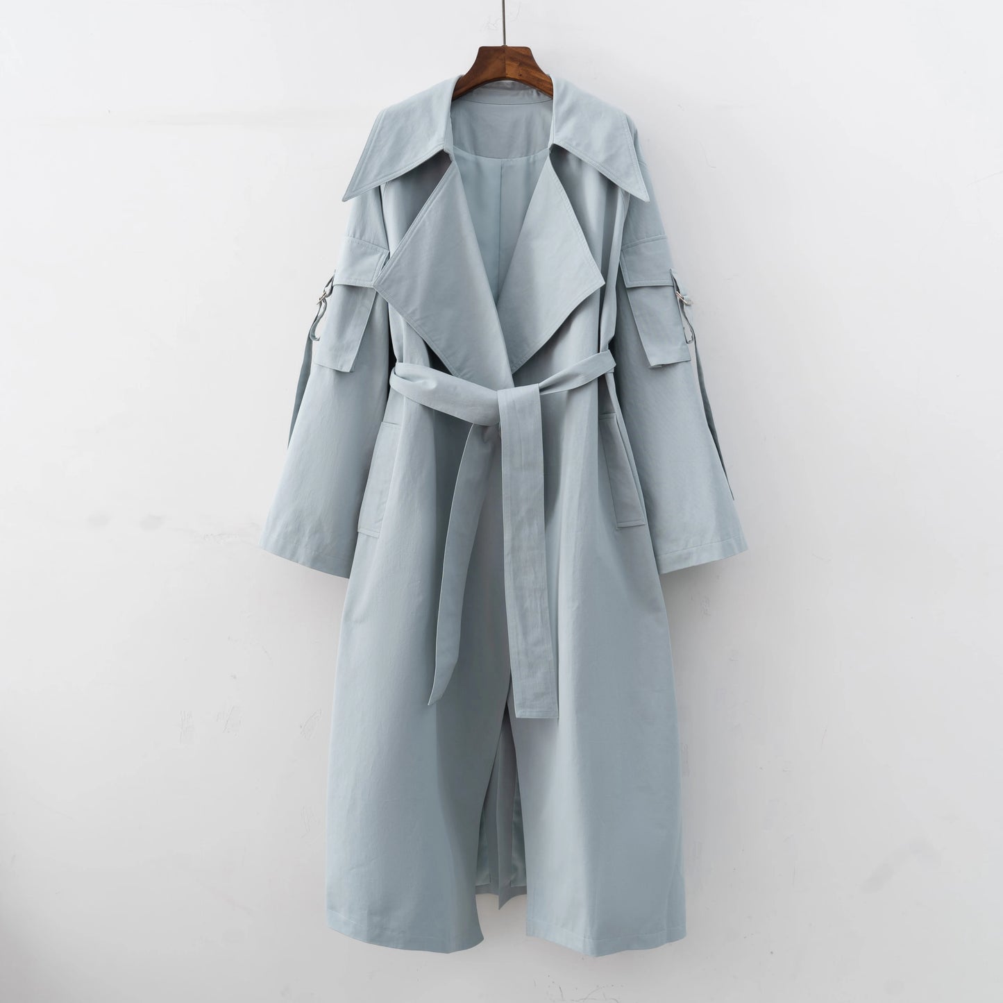 2024 Spring Fall New Korea style Women's Oversized Cotton Long Trench Coat With Belt  Casual Female Windbreaker