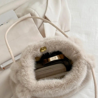 Handbag Faux Mink Plush Women's Bag Large Capacity Shoulder Bag Fall