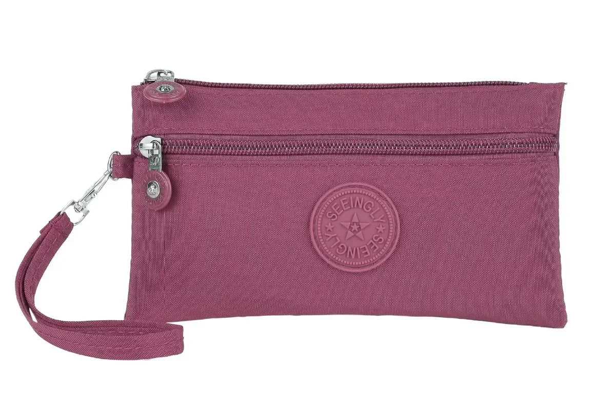 Nylon Solid Color Long Short Bank ID Credit Card Wallet Coin Keys Bags Purse Earphone Storage Bag Purse Pouch Double Zipper