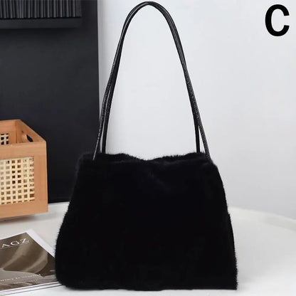 Handbag Faux Mink Plush Women's Bag Large Capacity Shoulder Bag Fall