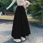 Korean Style Elastic High Waist White Skirt for Women Summer Loose Pleated Long Skirts Woman 2025 Vacation A Line Umbrella Skirt