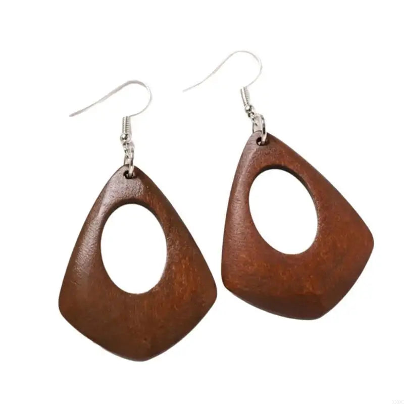 Classical Wooden Earrings For Women Geometric Long Perfect For Adding A Vintage To Fall And Winter Ensembles P9YF