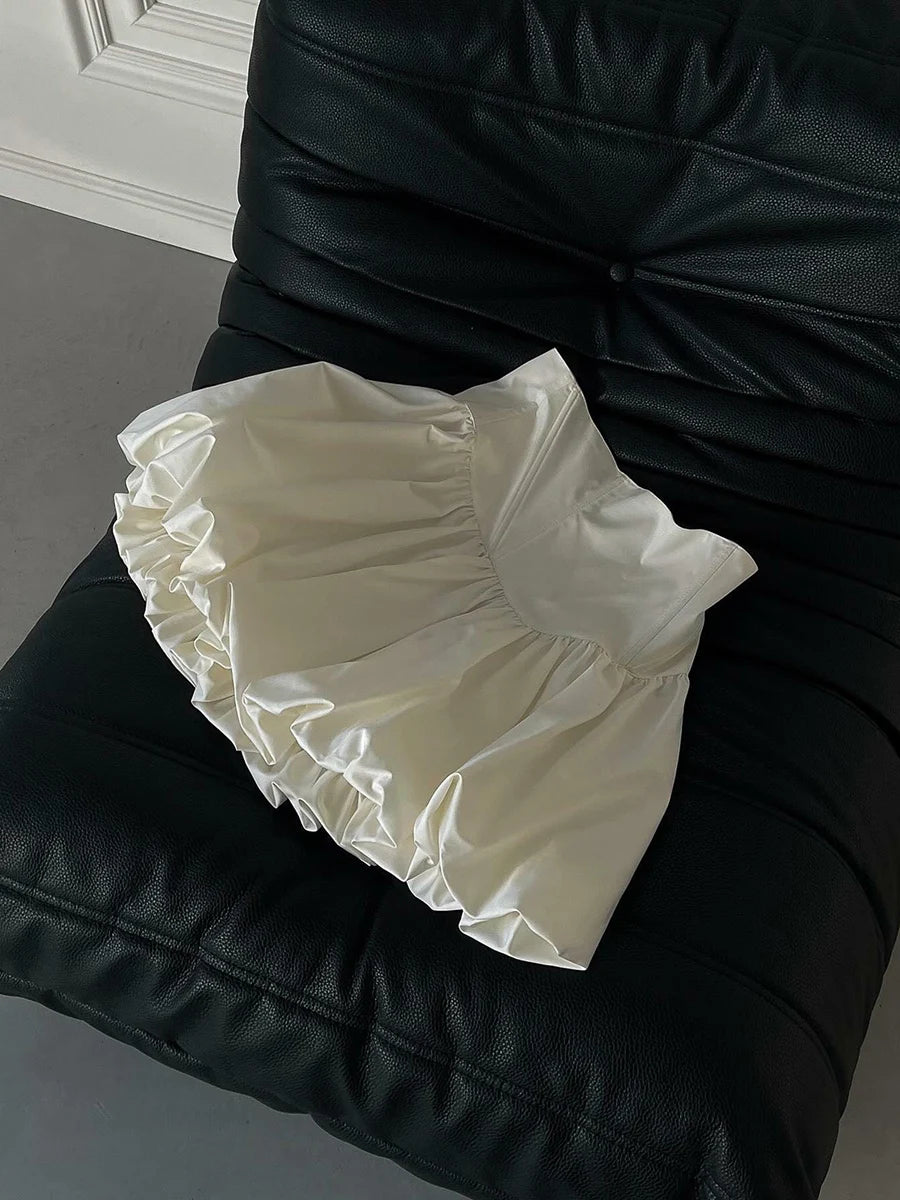 Women Y2K Bubble Skirt y2k Clothes Elegant Solid Color High Waist A Line Bud Mini Skirt 2000s Evening Party Skirts Streetwear