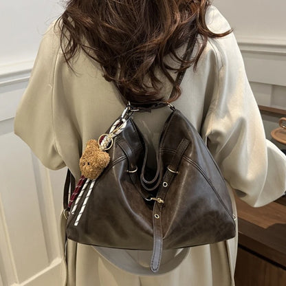 Retro Large Capacity Women's Tote Bag Fashionable Casual Double Shoulder Backpack for Autumn Winter New Arrival Trendy Handbags