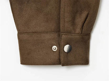 Women's Jacket New Fall 2025 Dark Brown Long Sleeve Bomber Jacket Pocket Decoration Casual Fashion Simple Personality