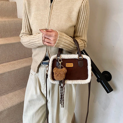 2024 Winter Lamb Woolen Handbag Women's Bag Designer Plush Handbag Fashion Casual Shoulder Messenger Bag Female Square bolsas