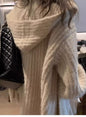 Winter Women Long Sleeve Loose Hooded Loose Knitted Coat Autumn Fashion Solid Color Sweater Elegant Casual Cardigan Knitwear