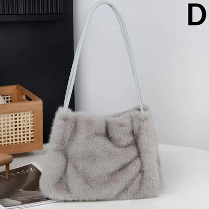 Handbag Faux Mink Plush Women's Bag Large Capacity Shoulder Bag Fall