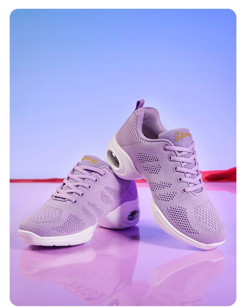 Women Sneakers Mesh Breathable Casual Flats Lace-Up Ladies Fashion Lightweight Soft Sneakers