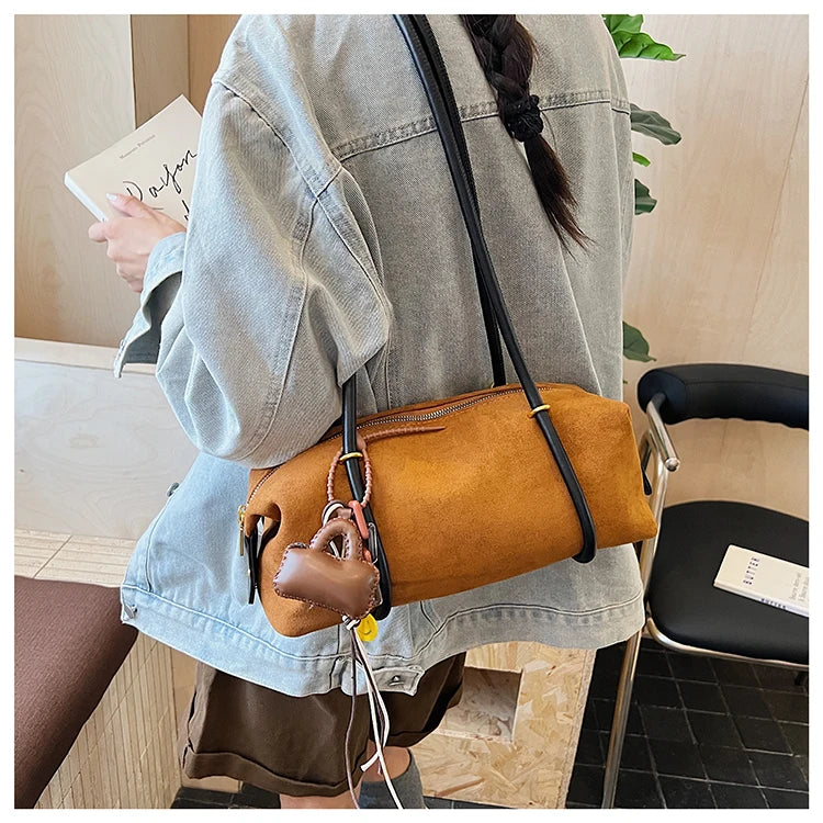 Stylish Design Exquisite Faux Suede Square Shoulder Bags Solid Zipper Personality 2025 Autumn & Winter New Armpit Bags for Women