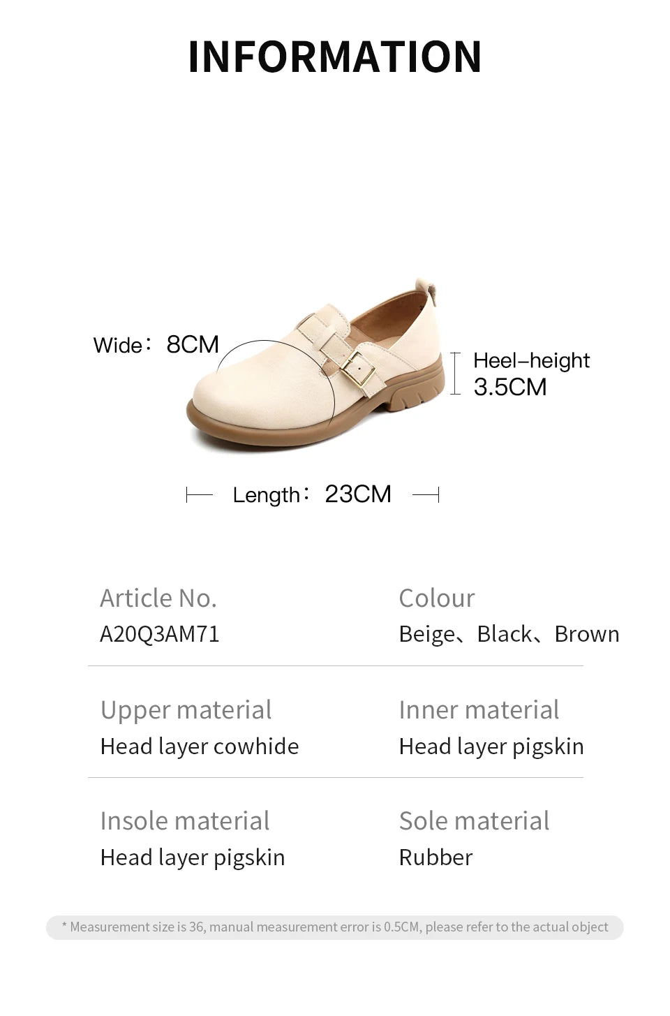 Loafers Women Spring Deep Single Shoes One Step Off Casual Shoes Leather Small Shoes British Style Platform Shoes Step-in