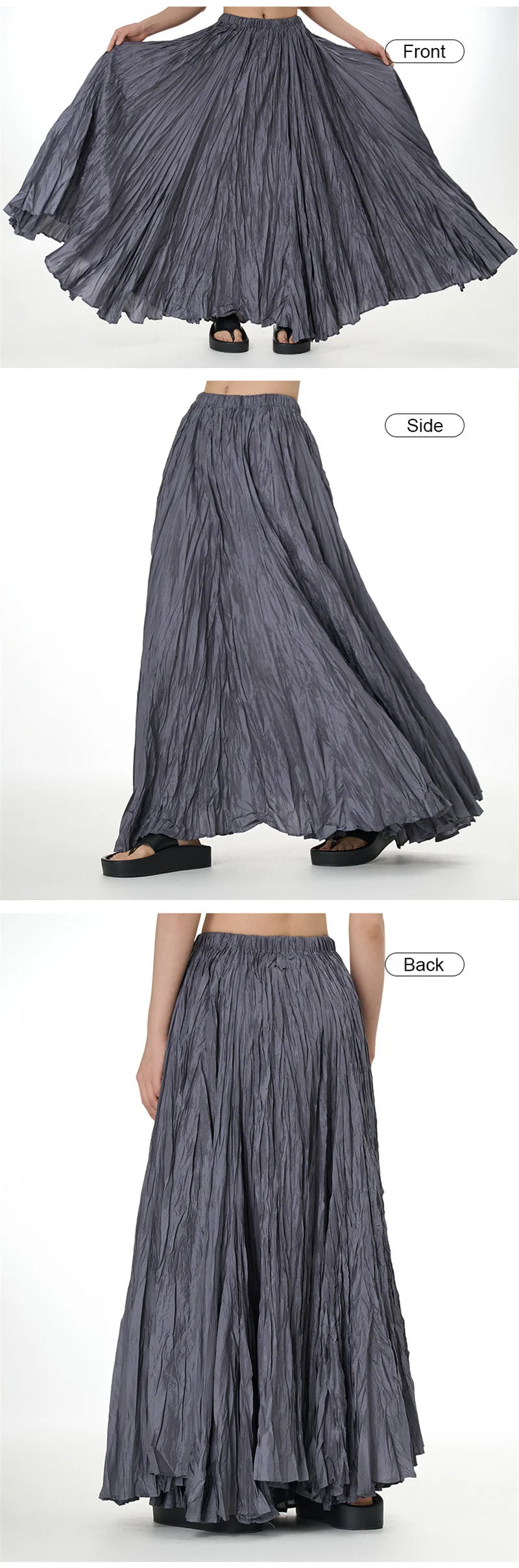 Elegant Drape Crumpled Skirts Women Summer Elastic Waist Big-Hem Long Skirts Large Size Loose Umbrella Skirts Female Streetwear