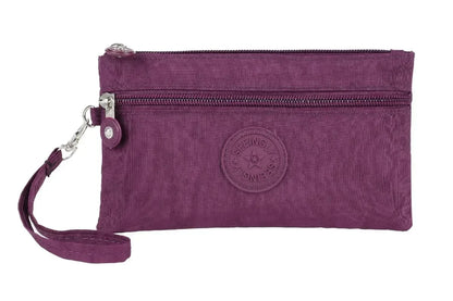 Nylon Solid Color Long Short Bank ID Credit Card Wallet Coin Keys Bags Purse Earphone Storage Bag Purse Pouch Double Zipper