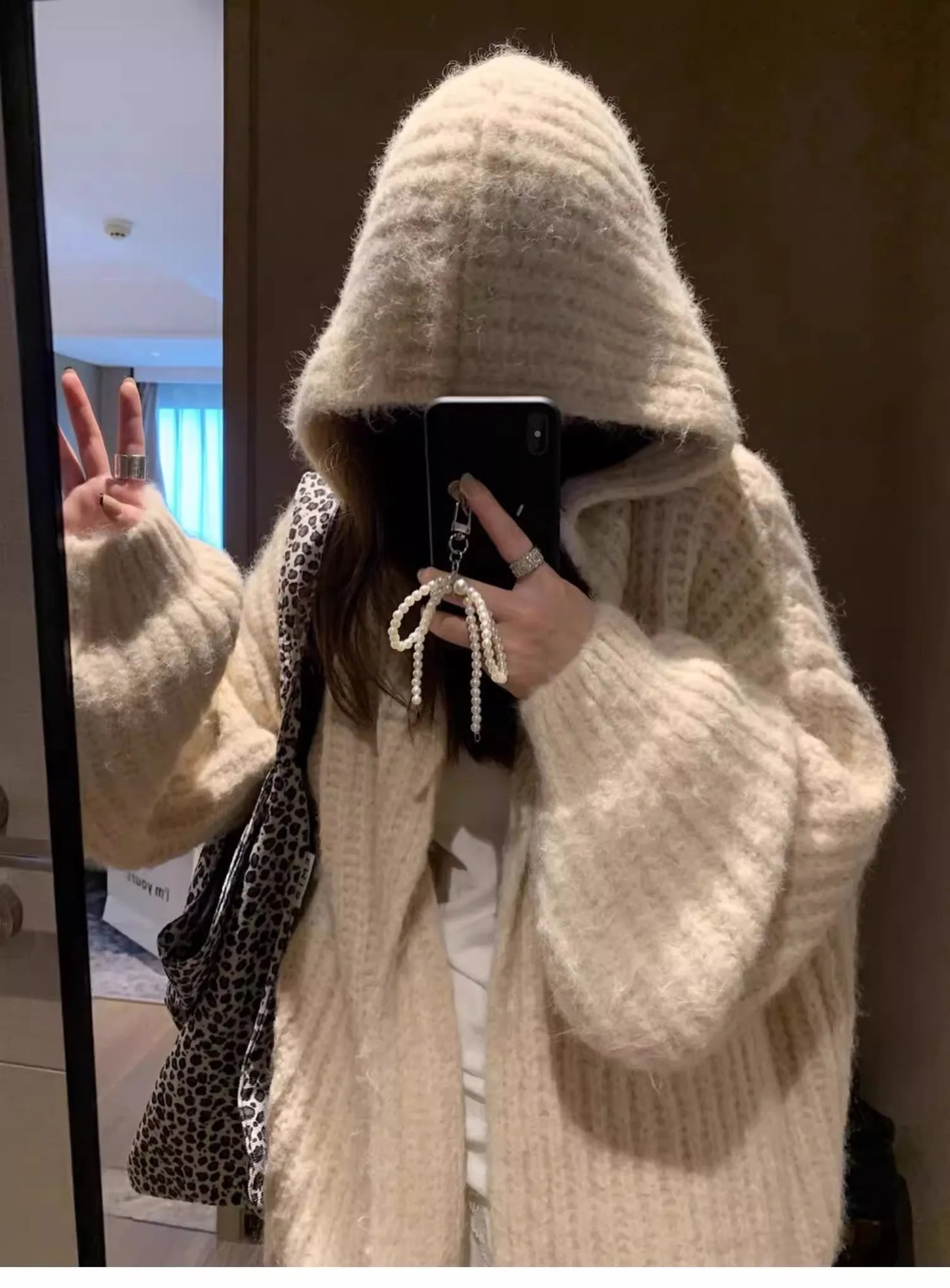 Winter Women Long Sleeve Loose Hooded Loose Knitted Coat Autumn Fashion Solid Color Sweater Elegant Casual Cardigan Knitwear
