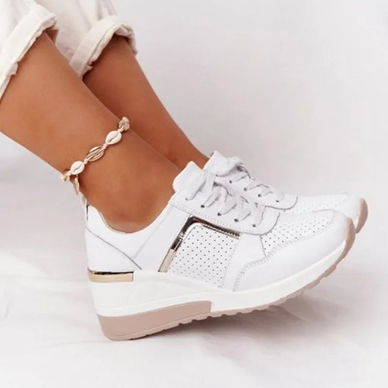 Sneakers Women 2024 Lace-Up Wedge Sport Shoes for Women Casual Platform Ladies Sneaker Tennis