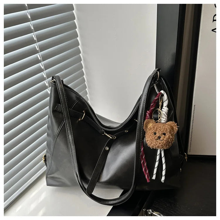 Retro Large Capacity Women's Tote Bag Fashionable Casual Double Shoulder Backpack for Autumn Winter New Arrival Trendy Handbags