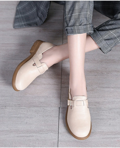 Loafers Women Spring Deep Single Shoes One Step Off Casual Shoes Leather Small Shoes British Style Platform Shoes Step-in