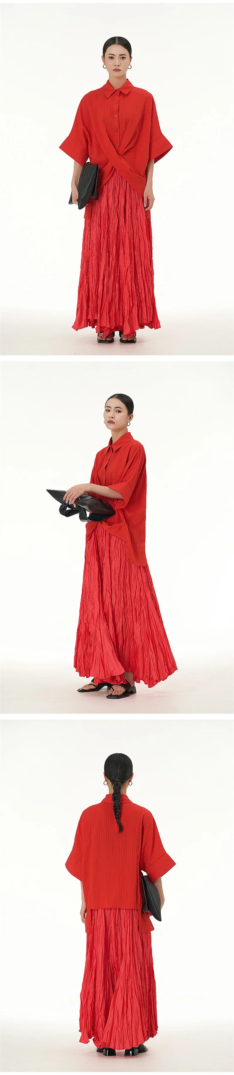 Elegant Drape Crumpled Skirts Women Summer Elastic Waist Big-Hem Long Skirts Large Size Loose Umbrella Skirts Female Streetwear