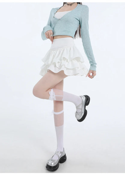 Seoulish Spring Summer Women's Cake Short Skirts 2025 New High Waist Vintage Black Korean Pleated Ball Gown Skirts Female