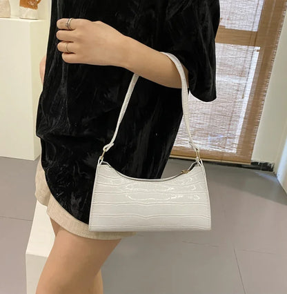 Fashion PU Leather Bags for Women Alligator Pattern Armpit Handbag Female Small Underarm Messenger Bag and Purse Designer Bag