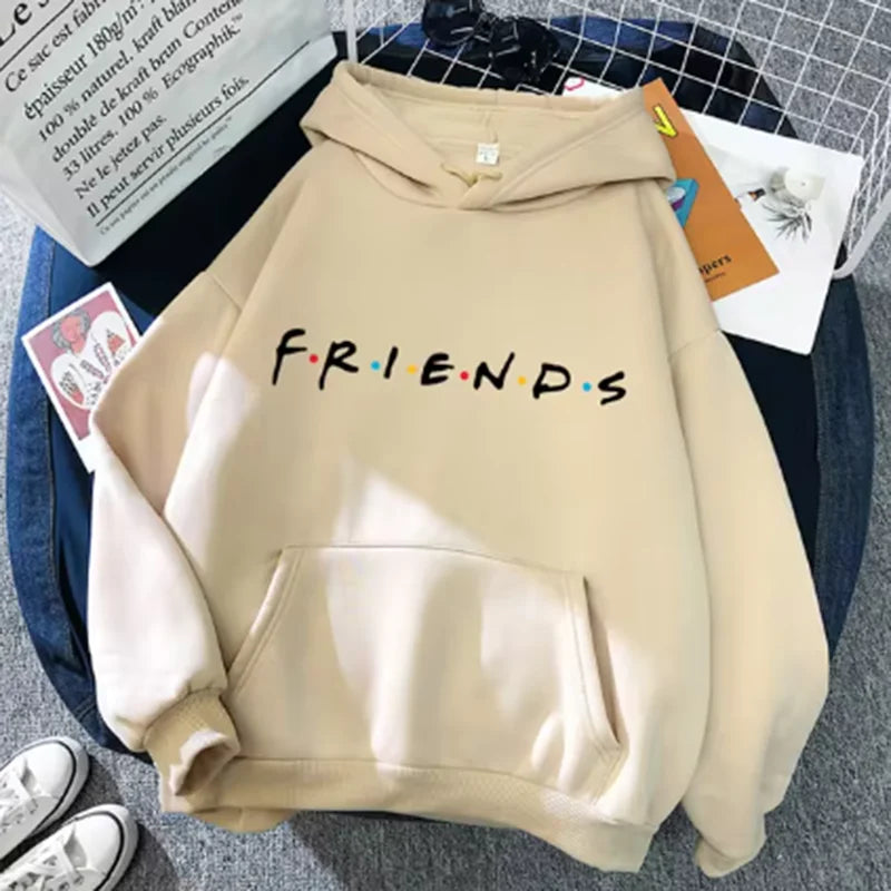Women Friends Print Hoodie Long Sleeve Pullover Fashion Clothing Casual Solid Color Female Spring Autumn Fashion Streetwear