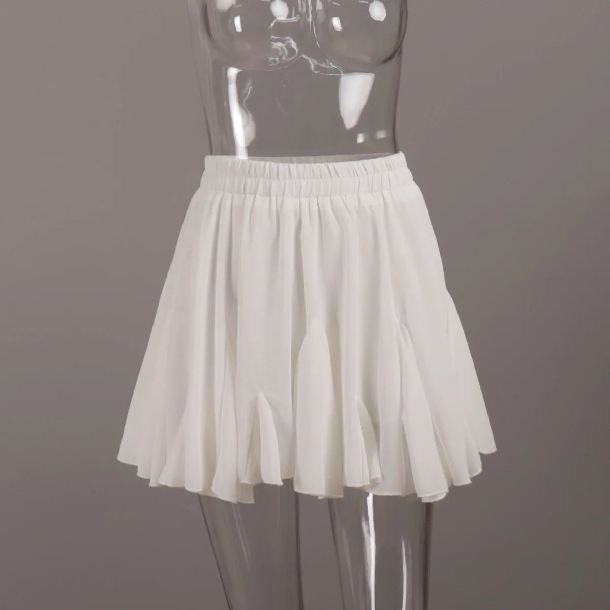 Talenza Women's White Mini Skirt A Line High Waist Sexy Cute Ruffle Retro Tennis Skirt Black Elastic Waist Short Skirt Summer