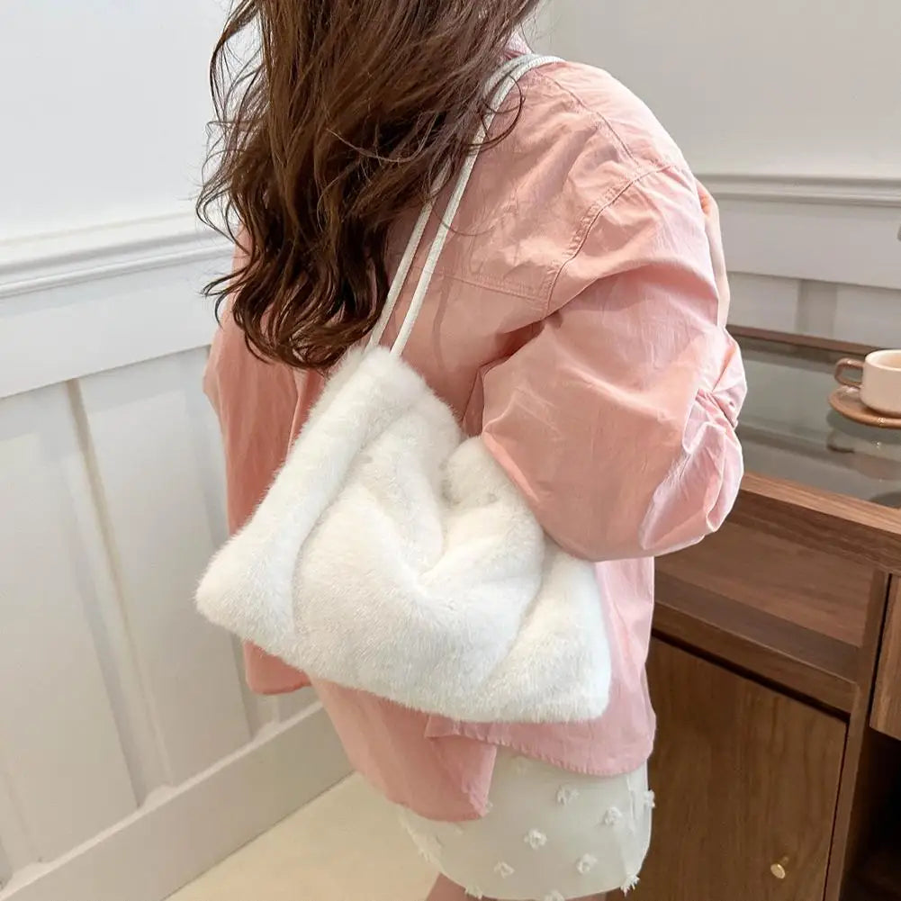 Handbag Faux Mink Plush Women's Bag Large Capacity Shoulder Bag Fall