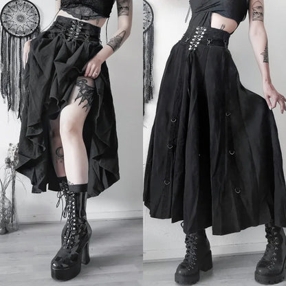 Wholesale New American Retro Irregular Skirt Hot Girl Sexy Punk Black Clothing Dark Style Women Summer Autumn Fashion Streetwear