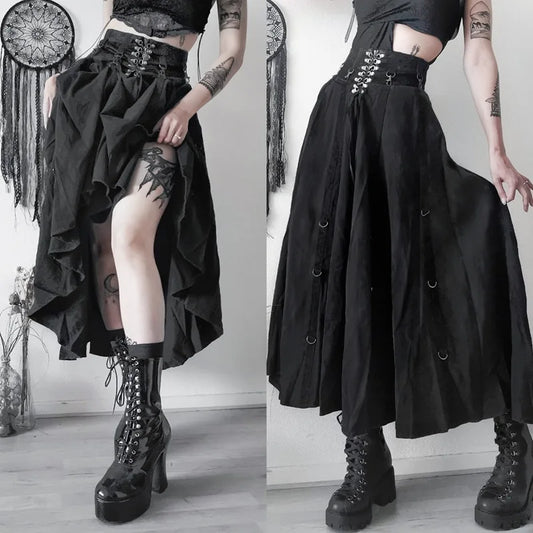 Wholesale New American Retro Irregular Skirt Hot Girl Sexy Punk Black Clothing Dark Style Women Summer Autumn Fashion Streetwear