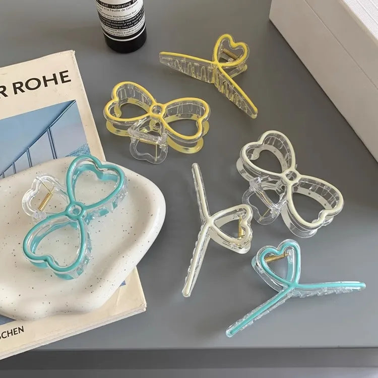 Fashion New Oil drip bow Hair Clips Women Ponytail Clip Jelly Clear Hairclip Girl Hairpin Crab Barrette Headwear Accessories