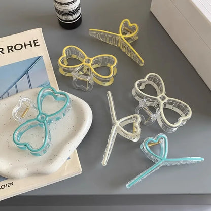 Fashion New Oil drip bow Hair Clips Women Ponytail Clip Jelly Clear Hairclip Girl Hairpin Crab Barrette Headwear Accessories