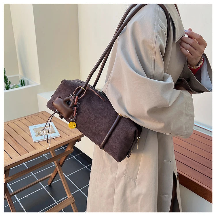 Stylish Design Exquisite Faux Suede Square Shoulder Bags Solid Zipper Personality 2025 Autumn & Winter New Armpit Bags for Women