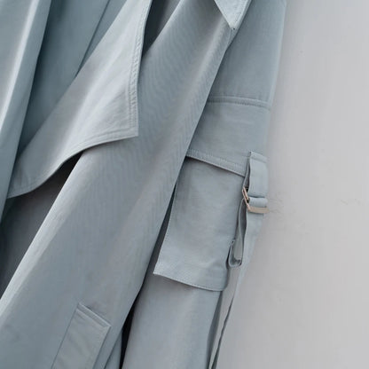 2024 Spring Fall New Korea style Women's Oversized Cotton Long Trench Coat With Belt  Casual Female Windbreaker