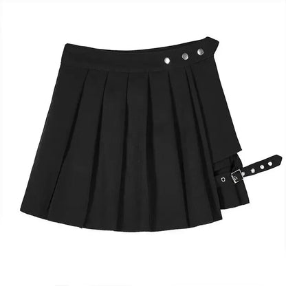 Sexy Gothic Women Skirt High Waist Pleated Punk  Black Summer Skirts Girl's skirt with shorts