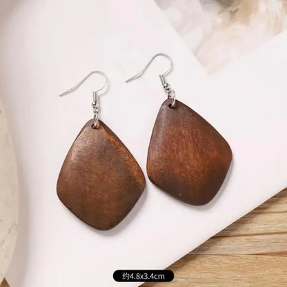 Classical Wooden Earrings For Women Geometric Long Perfect For Adding A Vintage To Fall And Winter Ensembles P9YF
