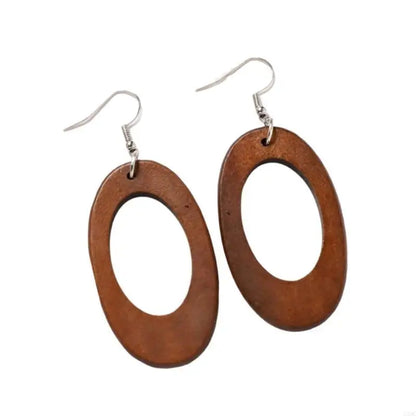 Classical Wooden Earrings For Women Geometric Long Perfect For Adding A Vintage To Fall And Winter Ensembles P9YF