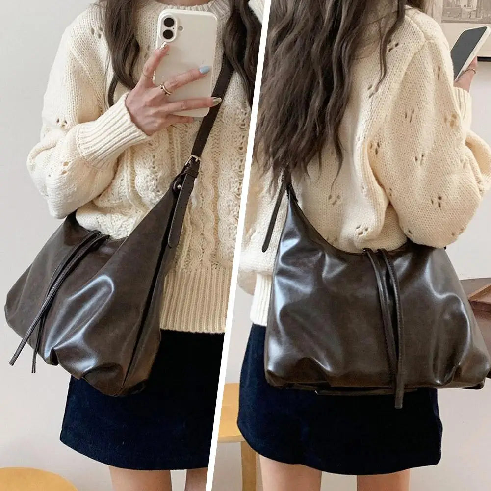 Vintage Shoulder Bag for Women - 3-in-1 Crossbody Hobo Tote Bag, Spacious Slouchy Purse Fall Winter Fashion, Retro Casual Style