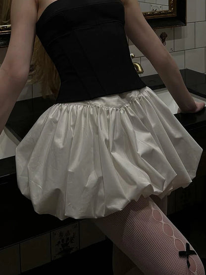Women Y2K Bubble Skirt y2k Clothes Elegant Solid Color High Waist A Line Bud Mini Skirt 2000s Evening Party Skirts Streetwear
