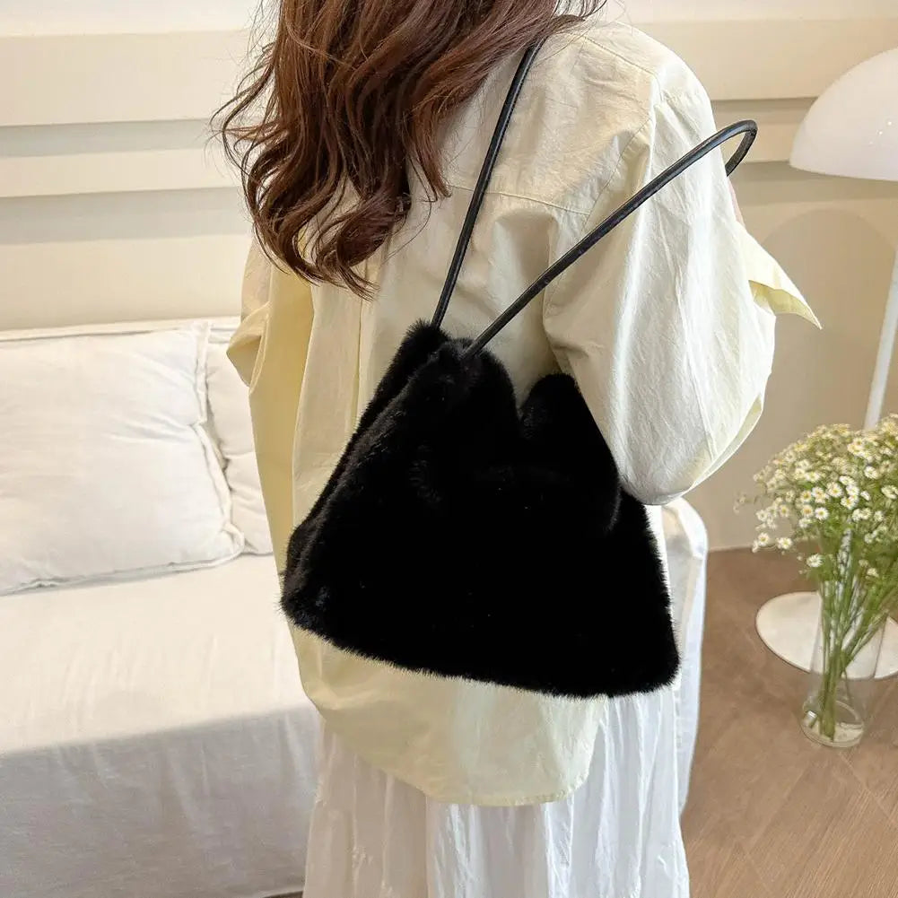 Handbag Faux Mink Plush Women's Bag Large Capacity Shoulder Bag Fall