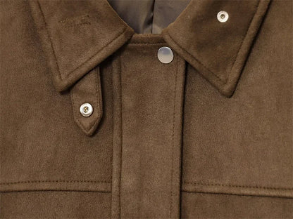 Women's Jacket New Fall 2025 Dark Brown Long Sleeve Bomber Jacket Pocket Decoration Casual Fashion Simple Personality