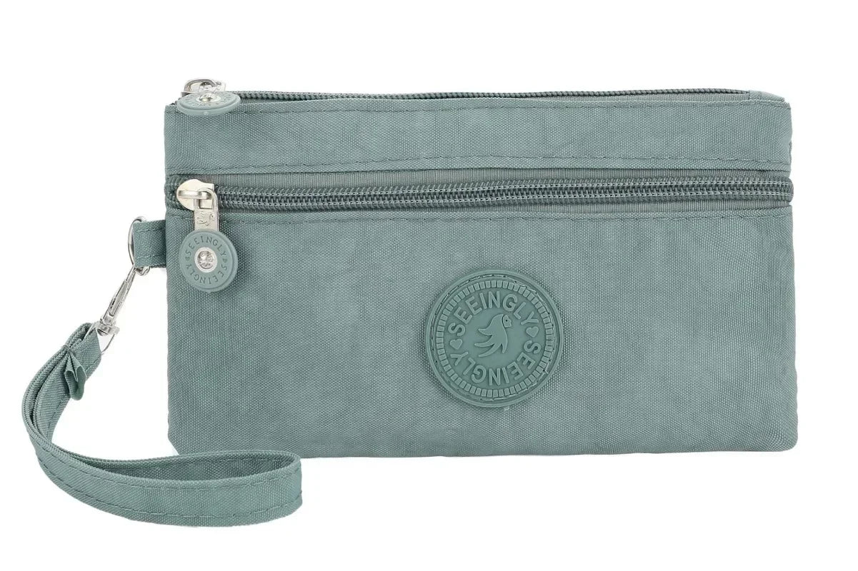 Nylon Solid Color Long Short Bank ID Credit Card Wallet Coin Keys Bags Purse Earphone Storage Bag Purse Pouch Double Zipper