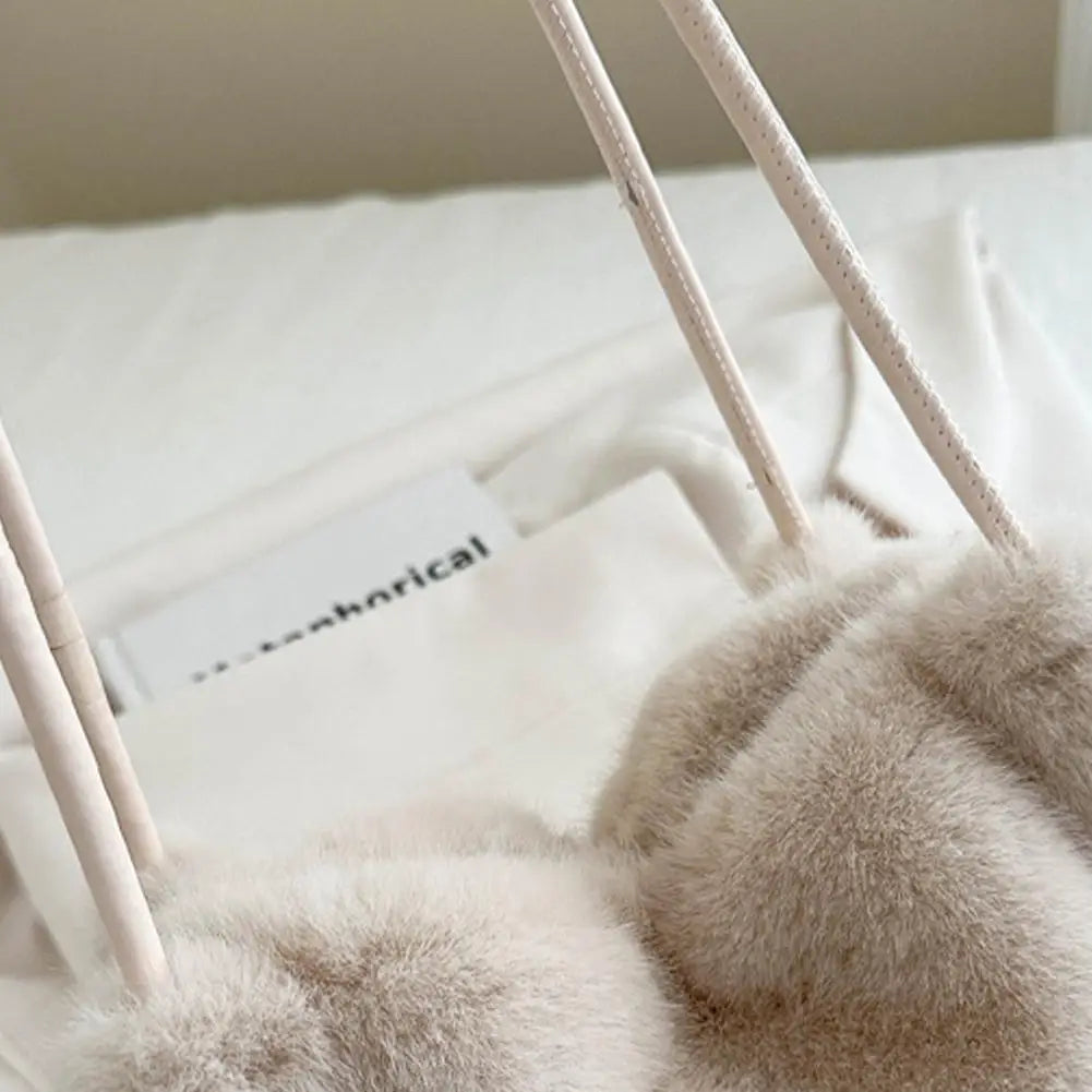 Handbag Faux Mink Plush Women's Bag Large Capacity Shoulder Bag Fall