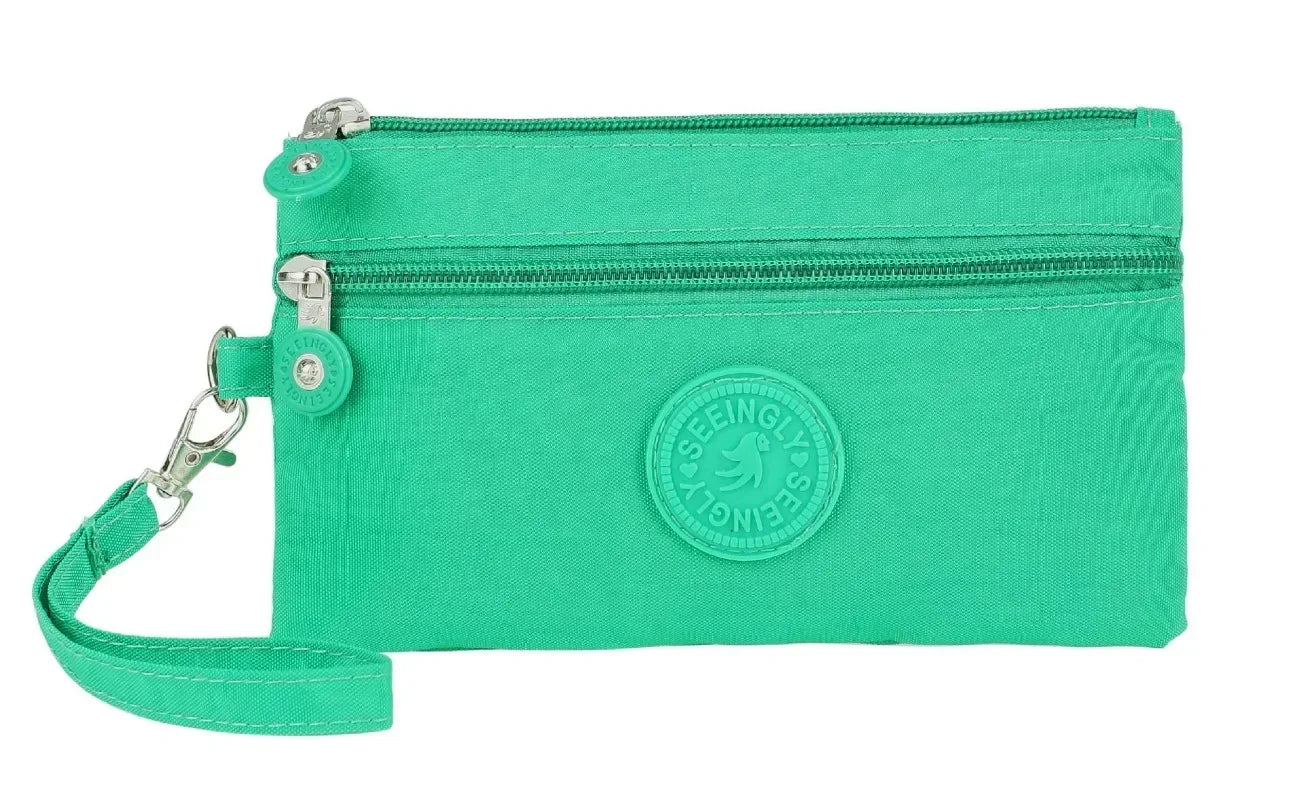 Nylon Solid Color Long Short Bank ID Credit Card Wallet Coin Keys Bags Purse Earphone Storage Bag Purse Pouch Double Zipper