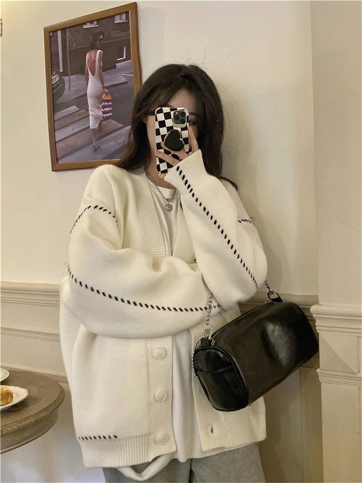 Women Elegant Knitted Fashion Cardigan Autumn Winter Long Sleeve Single Breasted Coats Female Casual Chic Outwear Street Clothes