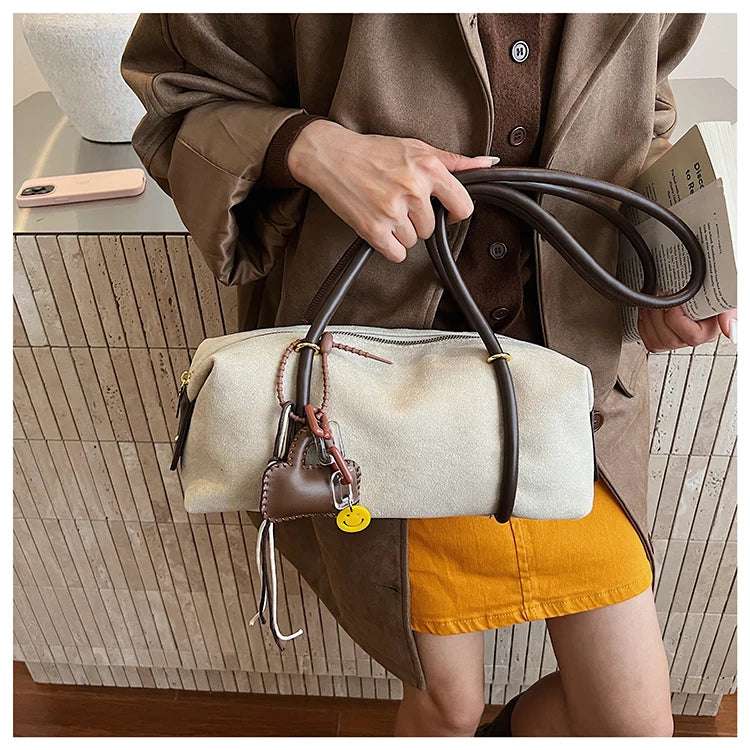 Stylish Design Exquisite Faux Suede Square Shoulder Bags Solid Zipper Personality 2025 Autumn & Winter New Armpit Bags for Women