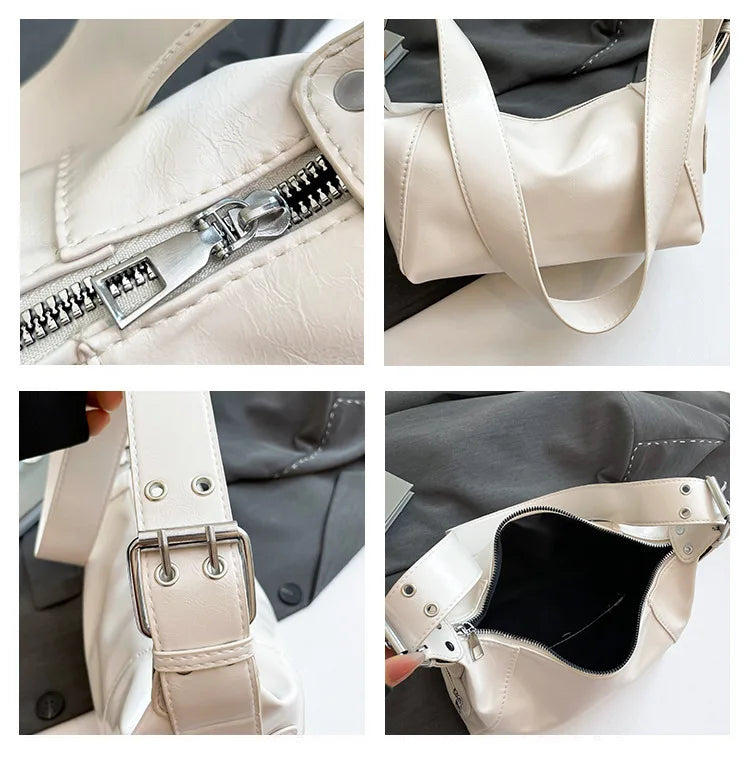 Underarm Bag Women's Bag Cool Drag Style Single Shoulder Underarm Stick Bag Niche Design Leather Zipper Single Shoulder Handbag
