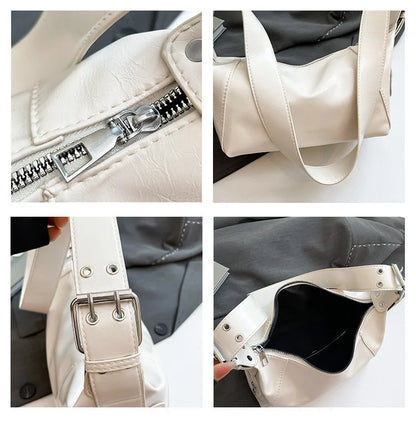Underarm Bag Women's Bag Cool Drag Style Single Shoulder Underarm Stick Bag Niche Design Leather Zipper Single Shoulder Handbag